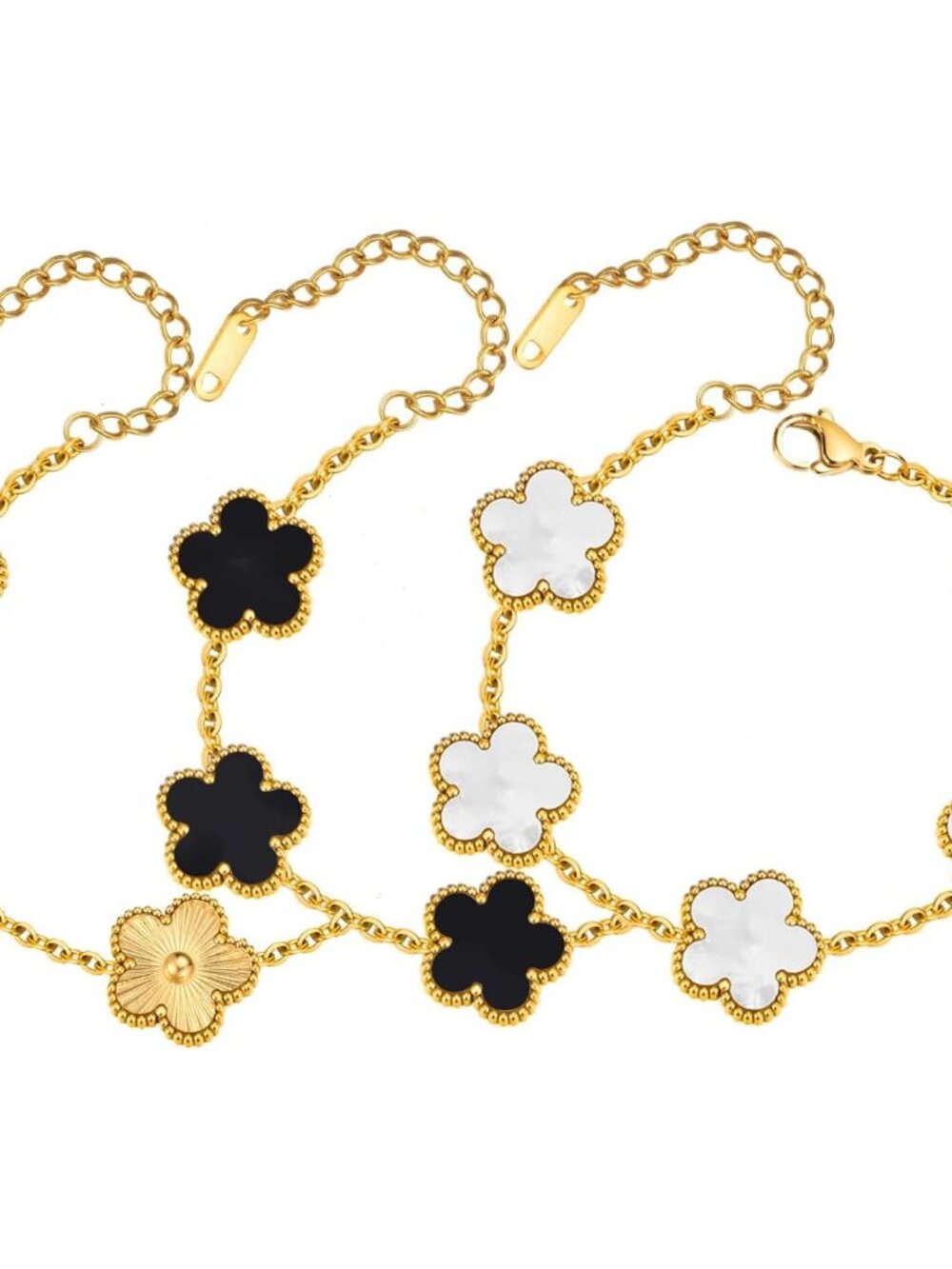 Four Leaf Clover Bracelet for Women – 18K Gold Plated Stainless Steel Lucky Brac